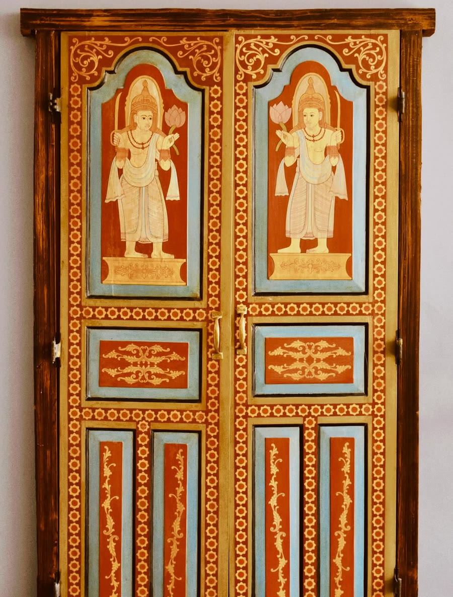 Hand-painted Sri Lankan temple doors at Breathe Collections